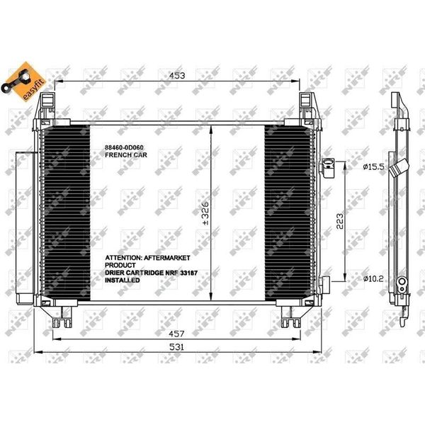 Nrf 35654 - Condensatore Aria Condizionata Oe 884600D060 Con Essiccatore Per Yaris (P13), Yaris (P9)-image