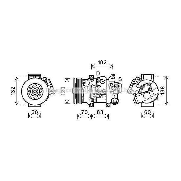 Prasco TOAK627 - Compressore Aria Condizionata Oe 8831002370 Per Auris (E15), Avensis (T27), Corolla (E15), Verso (R2)-image