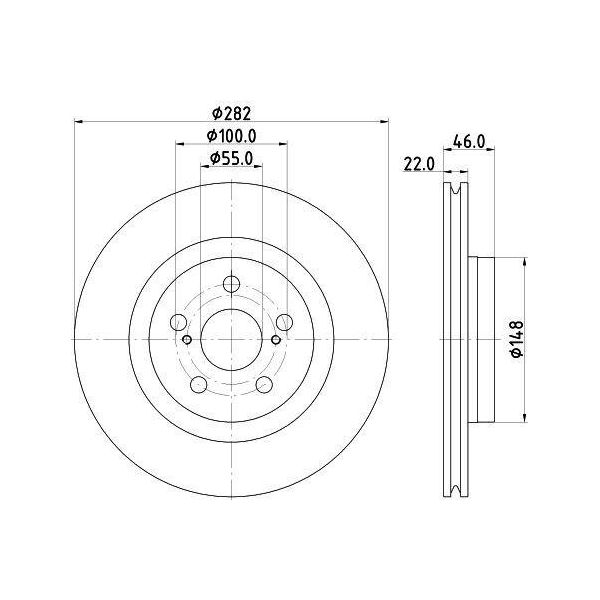 Hella 8DD 355 134-381 - Oe 43512K0040 Disco Freno Per Yaris (P21)-image