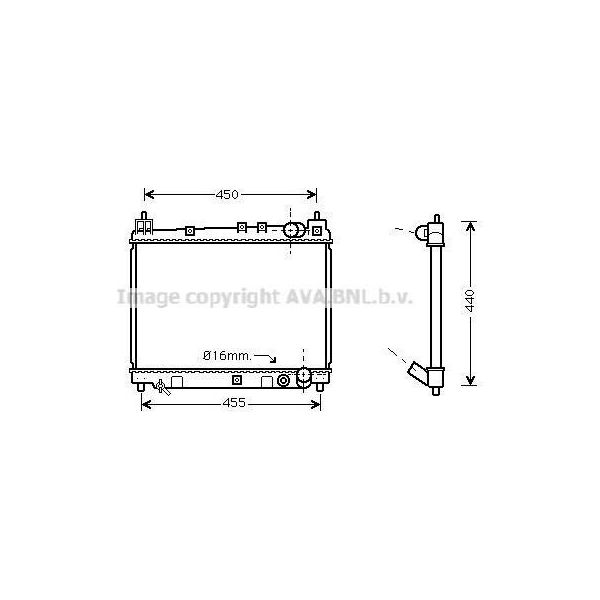 Prasco TO2258 - Radiatore Oe 1640021060, Raffreddamento Motore Per Yaris (P1), Yaris Verso (P2)-image