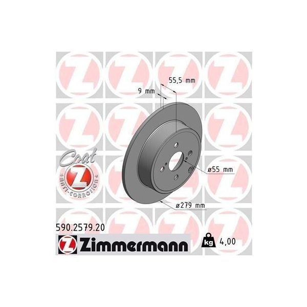 Zimmermann 590.2579.20 - Disco Freno Per Corolla (E12), Corolla Verso (E12)-image