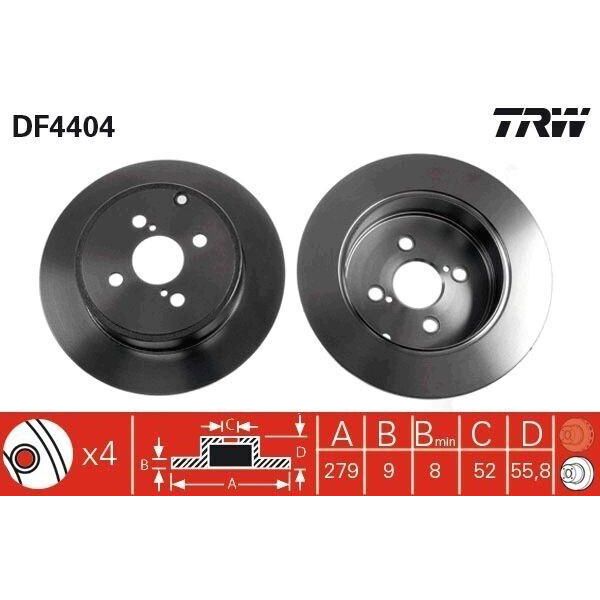 Trw DF4404 - Oe 42431 02082 Disco Freno Per Corolla (E12)-image