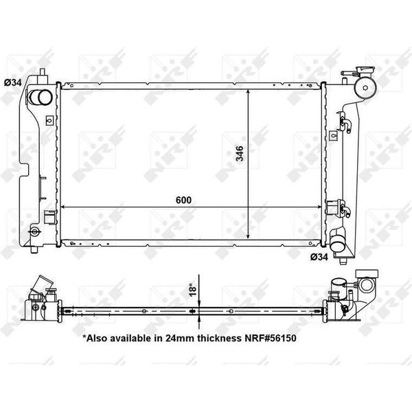 Nrf 53325 - Oe 1640021150 Radiatore, Raffreddamento Motore Per Corolla (E12), Corolla Verso (E12)-image