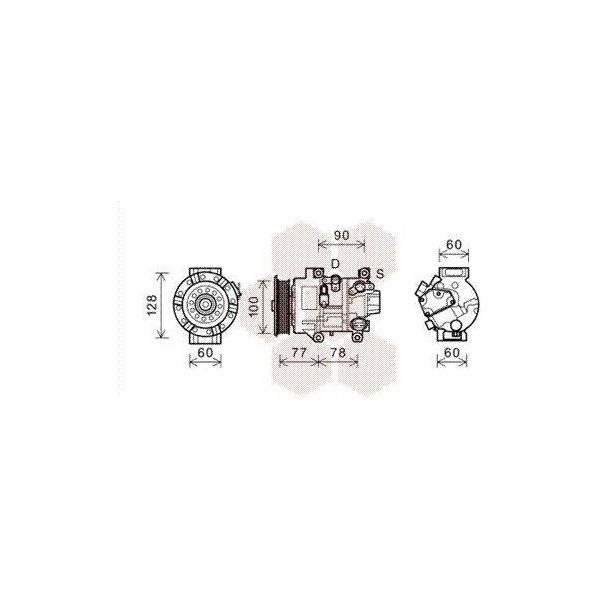 Van Wezel 5300K584 - Compressore Aria Condizionata Oe 88310 05100 Per Avensis (T25), Corolla Verso (E12)-image