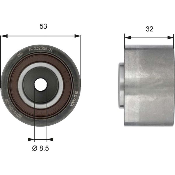 Gates T42179 Rullo Di Rinvio/Guida, Cinghia Dentata Oe 1275409 Compatibile Con C30, C70, S40, S60, S80, V40, V50, V60, V70, XC60, XC70, XC90-image