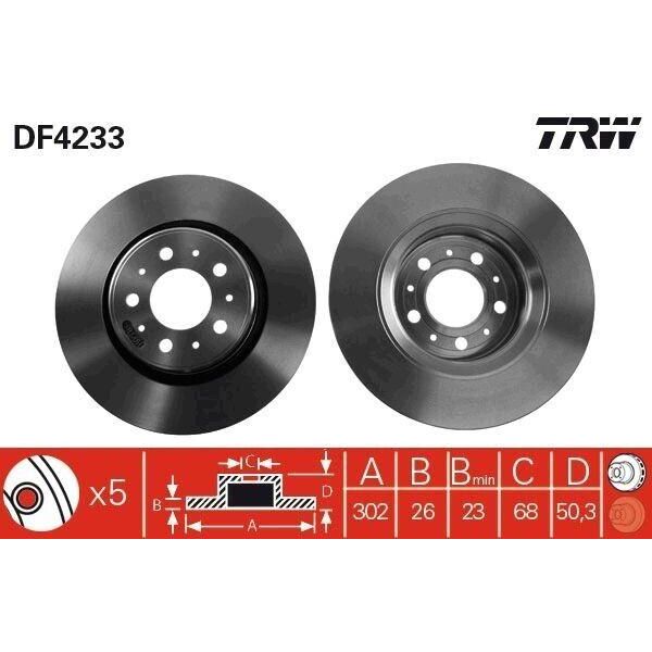 Trw DF4233 - Oe 272276 Disco Freno Per S70 (874), V70 I (875, 876), C70 I (872, 873), XC70 (295)-image