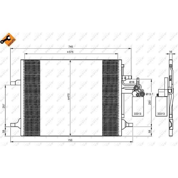 Nrf 35930 - Oe 8G9119710AC Condensatore Aria Condizionata Con Essiccatore Per S60 Ii (134), S80 Ii (124), V60 I (155, 157), V60 Ii (225, 227), V70 Iii (135), XC60 (156), XC60 Ii (246), XC70 Ii (136)-image
