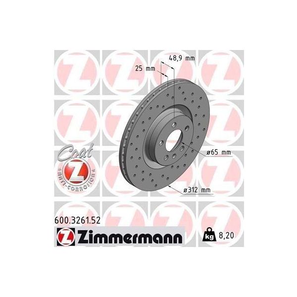 Zimmermann 600.3261.52 - Disco Freno Per Polo (AE1, AW1, BZ1)-image