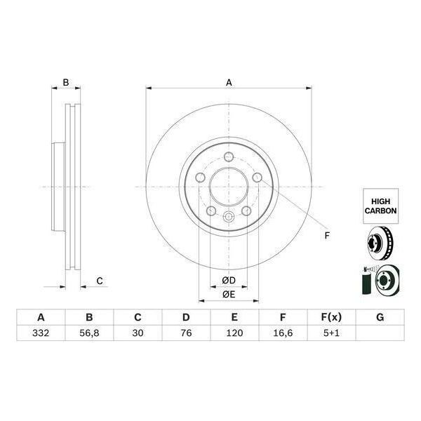 Bosch 0 986 479 F04 - Oe 2H6 615 301 Disco Freno Per Amarok-image