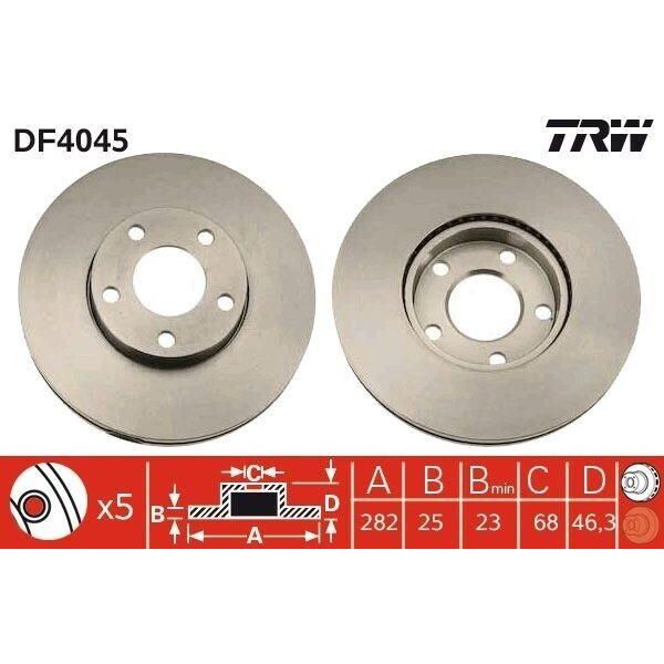 Trw DF4045 - Oe 8E0 615 301 A Disco Freno Per Passat (3B)-image