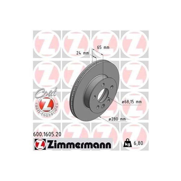 Zimmermann 600.1605.20 - Disco Freno Per T4-image