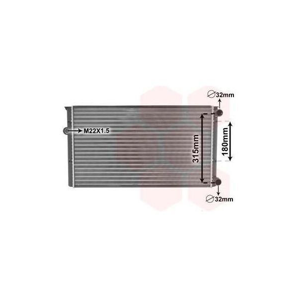 Van Wezel 58002105 Radiatore Radiatore Acqua Radiatore Motore Per Vw Golf Iii (1H1) Golf Iii Cabrio (1E7) Golf Iii Variant (1H5) Vento (1H2)-image