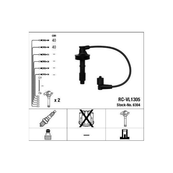 Ngk 6304 - Set Di Cavi Candela Oe 1275603 Per S40 I (644), V40 (645)-image