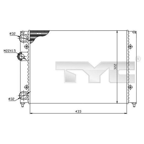 Tyc 737-0039 - Oe 6N0121253B Radiatore, Raffreddamento Motore Per Golf Iii (1H), Vento (1H)-image