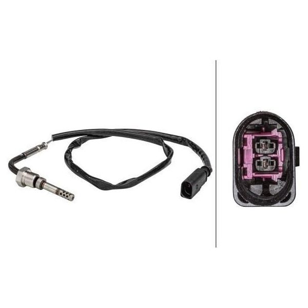 Hella 6PT 358 181-091 - Oe 03L906088FC Sonda Della Temperatura Dei Gas Di Scarico Per T5, T6-image