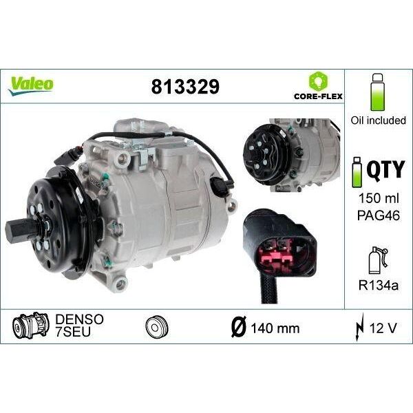 Valeo 813329 - Compressore Aria Condizionata Oe 3D0820805B Per T5, Phaeton (3D), Touareg (7L)-image