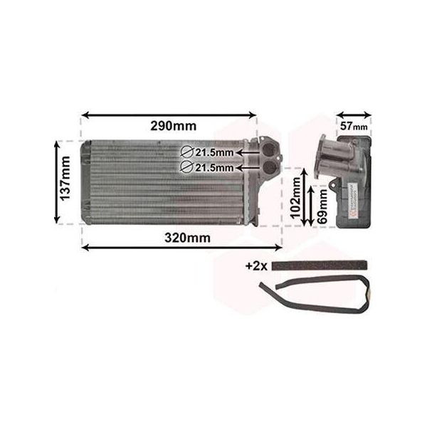 Van Wezel 40006226 - Oe 6448K0 Scambiatore Di Calore, Riscaldatore Per 307, 307 Cc (3B), 307 Sw (3H)-image
