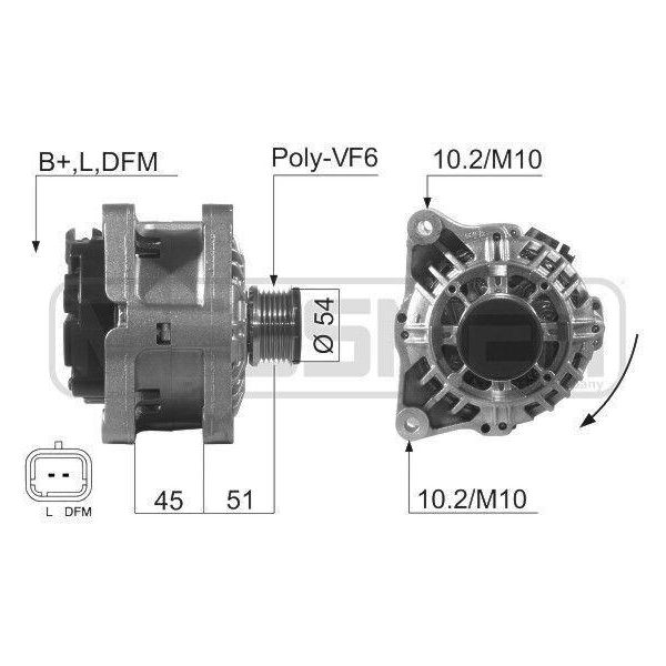 Era 210507A - Alternatore Oe 5702 H0 Per Berlingo, Jumper, Jumpy (U6U), Jumpy (VF7), Jumpy (B), Ducato, 207 Sw (Wk), Boxer, Expert (222), Expert (Vf), Partner, Partner (5, G), Partner Tepee-image
