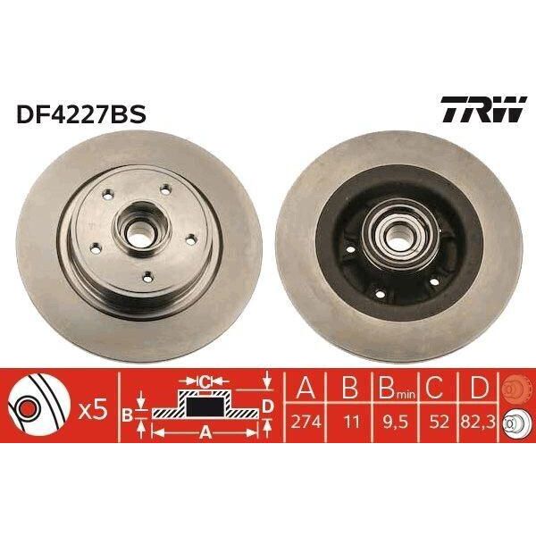 Trw DF4227BS - Oe 82 00 655 249 Disco Freno Per Grand Scenic Ii (Jm), Laguna Ii-image