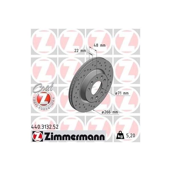 Zimmermann 440.3132.52 - Disco Freno Per 308 Sw Ii, 308 Ii-image