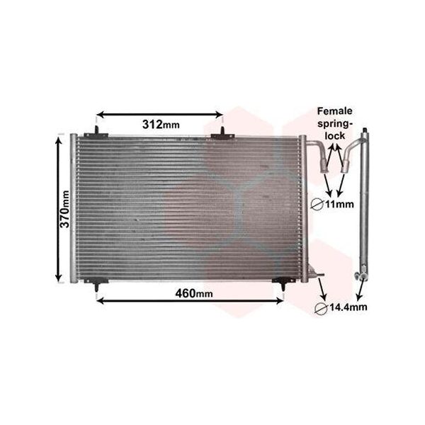 Van Wezel 40005257 - Condensatore Aria Condizionata Oe 6455CH Per 206 Cc (2D), 206 (2A/C), 206 (2E/K), 206 Sw (2E/K), 206+-image