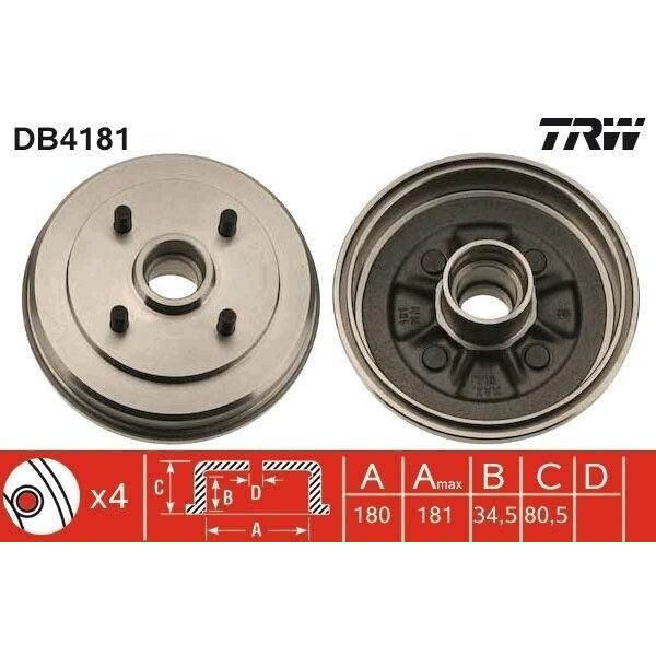 Trw DB4181 - Tamburo Freno Oe 42403 19085 Per Starlet (P9)-image