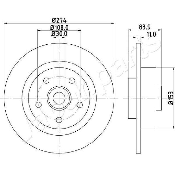 Japanparts DP-0704 - Oe 7701472838 Disco Freno, Asse Posteriore Per Grand Scenic Ii (Jm), Laguna Ii, Scenic Ii-image
