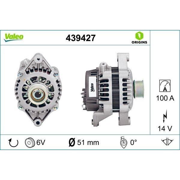 Valeo 439427 - Alternatore Oe 1204145 Per Zafira B, Vectra C (Z02), Vectra B (J96), Astra H, Astra G, Tigra Twintop (X04), Tigra (S93), Frontera B (U99), Corsa C (X01), Combo (71)-image