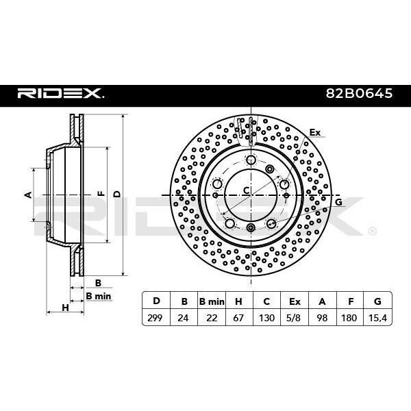 Ridex 82B0645 - Disco Freno Oe 986 352 403 01 Per 911 (996), 911 (997), Boxster (986), Boxster (987), Cayman (987)-image