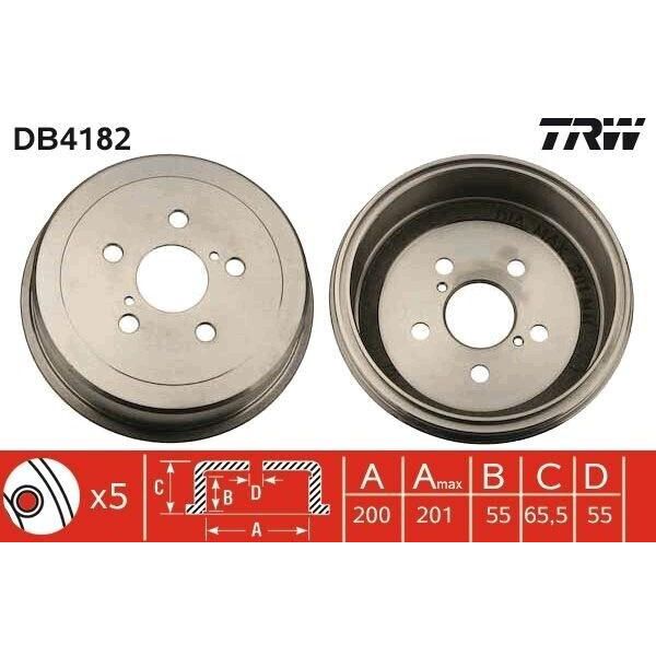 Trw DB4182 - Oe 42431 20190 Tamburo Del Freno Per Carina E (T19), Celica (T20), (T19), (T21)-image