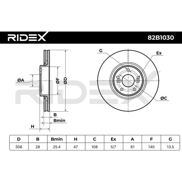 Ridex 82B1030 - Oe 77 01 206 831 Disco Freno, Asse Anteriore Per Laguna Ii-image