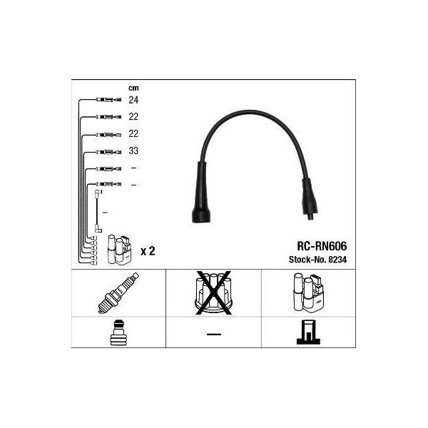 Ngk 8234 - Set Di Cavi Candela Oe 77 00 106 221 Per Espace Iii (Je), Laguna I, Megane I, Megane Scenic-image