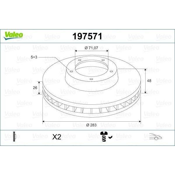 Valeo 197571 - Oe 9675223380 Disco Freno, Asse Anteriore Per C4 Spacetourer (3D), C4 (3A, 3E), C4 G-Picasso Ii (Da, De), C4 Picasso Ii, Berlingo, Combo (K9), Partner (K9), Rifter-image