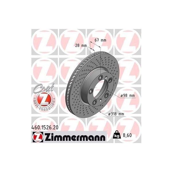 Zimmermann 460.1526.20 - Disco Freno Per 911 (996), 911 (997), Boxster (986), Boxster (987), Cayman (987)-image