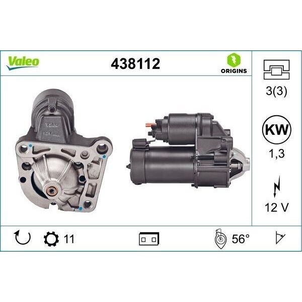 Valeo 438112 - Motorino Di Avviamento Oe 7700113627, Motorino Di Avviamento Per Scenic I, Megane I, Kangoo (Fc), Kangoo (Kc)-image