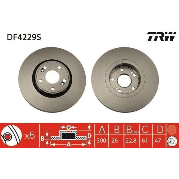 Trw DF4229S - Oe 77 01 206 614 Disco Freno Per Laguna Ii-image