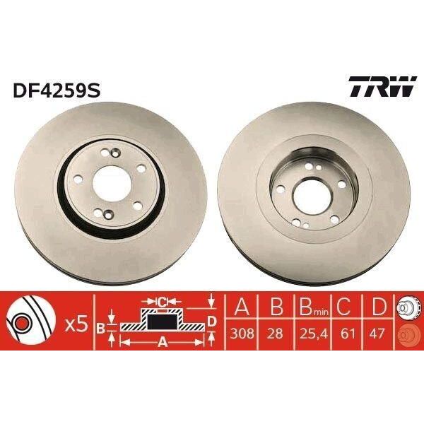 Trw DF4259S - Oe 77 01 206 831 Disco Freno Per Laguna Ii-image