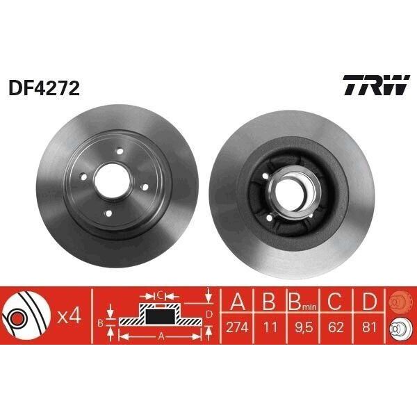 Trw DF4272 - Oe 77 01 206 327 Disco Freno Per Megane I, Megane Scenic, Scenic I-image