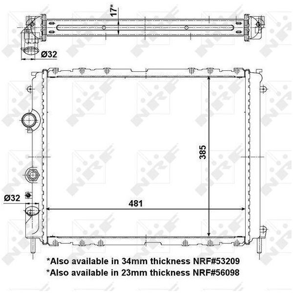 Nrf 56099 - Radiatore Oe 7700417175, Raffreddamento Motore Per Clio Ii, Kangoo (Kc), Kangoo (Fc), Thalia I (Lb)-image