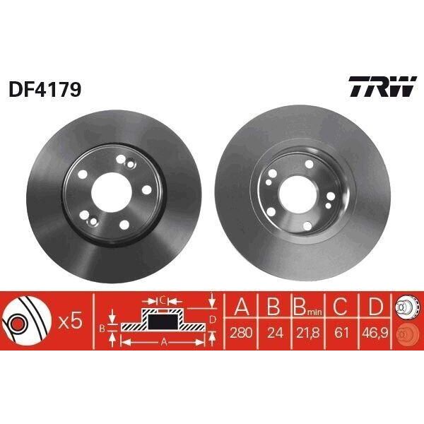 Trw DF4179 - Oe 82 00 007 121 Disco Freno Per Laguna Ii-image