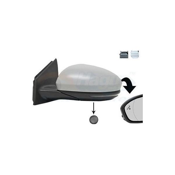 Van Wezel 4407827 Specchietto Esterno Specchietto Laterale Sinistro Per Renault Megane Iv Grandtour (K9A/M/N) Asferico Riscaldato Primerizzato-image
