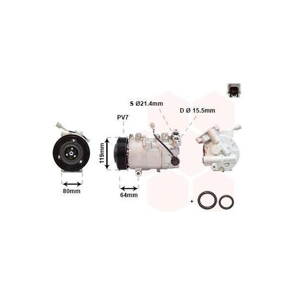 Van Wezel 4300K492 - Compressore Aria Condizionata Oe 8200956574 Per Grand Scenic Iii (Jz), Megane Cc, Megane Iii, Scenic Iii-image
