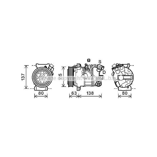 Prasco RTAK491 - Compressore Aria Condizionata Oe 7711497568 Per Grand Scenic Iii (Jz), Megane Cc, Megane Iii, Scenic Iii-image