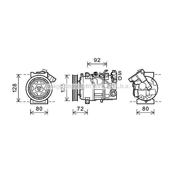 Prasco RTAK489 - Compressore Aria Condizionata Oe 7711497392 Per Grand Scenic Iii (Jz), Megane Cc, Megane Iii, Scenic Iii-image