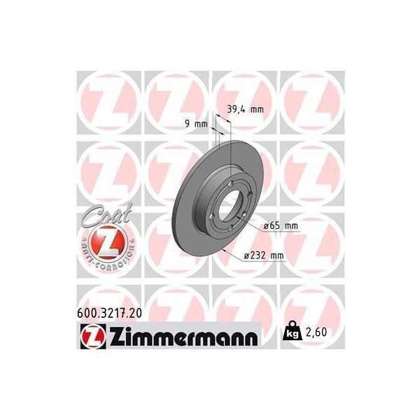 Zimmermann 600.3217.20 - Disco Freno Per Cordoba (6K), Arosa (6H), Ibiza (6K), Polo (6V), Lupo (6E1, 6X1), Polo (6N)-image