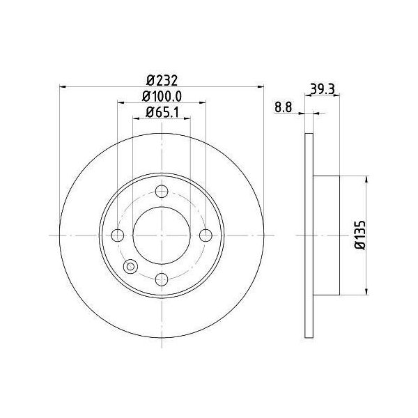 Hella 8DD 355 106-681 - Oe 6N0615601A Disco Freno Per Arosa (6H), Cordoba (6K), Ibiza (6K), Lupo (6E1, 6X1), Polo (6N), Polo (6V)-image