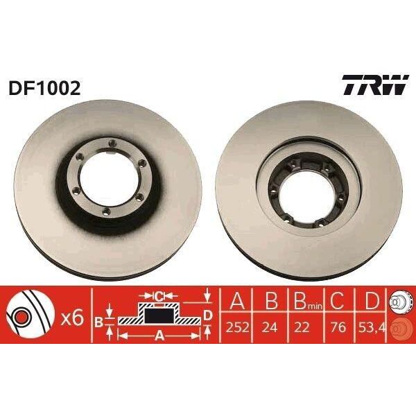 Trw DF1002 - Disco Freno Oe 9111283 Per Trafic (P, T, V)-image