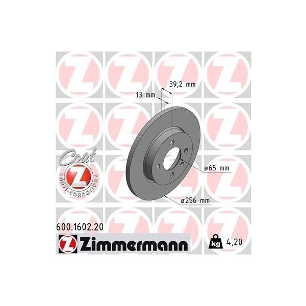 Zimmermann 600.1602.20 - Disco Freno Per Inca (6K), Toledo I (1L2), Caddy Ii (9K), Golf Iii (1H), Golf Cabriolet (1E), Passat (35I), Vento (1H)-image