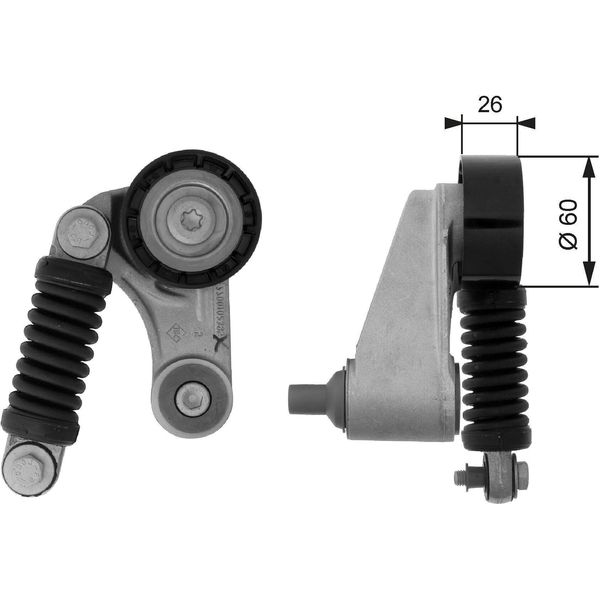 Gates T38457 - Puleggia Tenditore Oe 7700102395, Cinghia A V Per Espace Iii (Je), Laguna I, Megane I, Megane Scenic, Scenic I, S40 I (644), V40 (645)-image