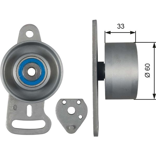 Gates T41163 - Oe T0722452 Puleggia Tenditore, Cinghia Di Distribuzione Per Espace Ii (J), Safrane I (B54), Trafic (P, T, V)-image